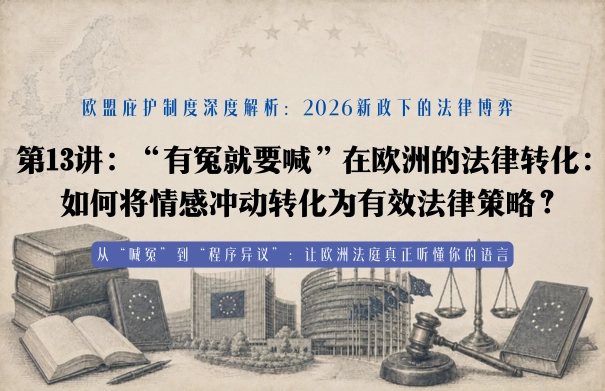 欧盟庇护制度深度解析20讲 | 第13讲：2026新政下的法律博弈 第13讲：“有冤就要喊”在欧洲的法律转化：如何将情感