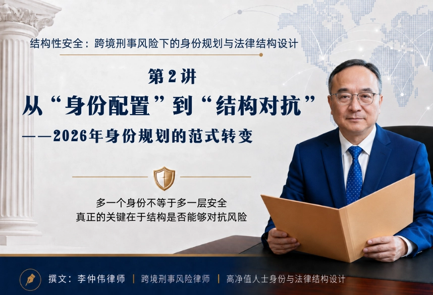 结构性安全：跨境刑事风险下的身份规划与法律结构设计20讲 | 第2讲：从“身份配置”到“结构对抗”：2026年身份规划的