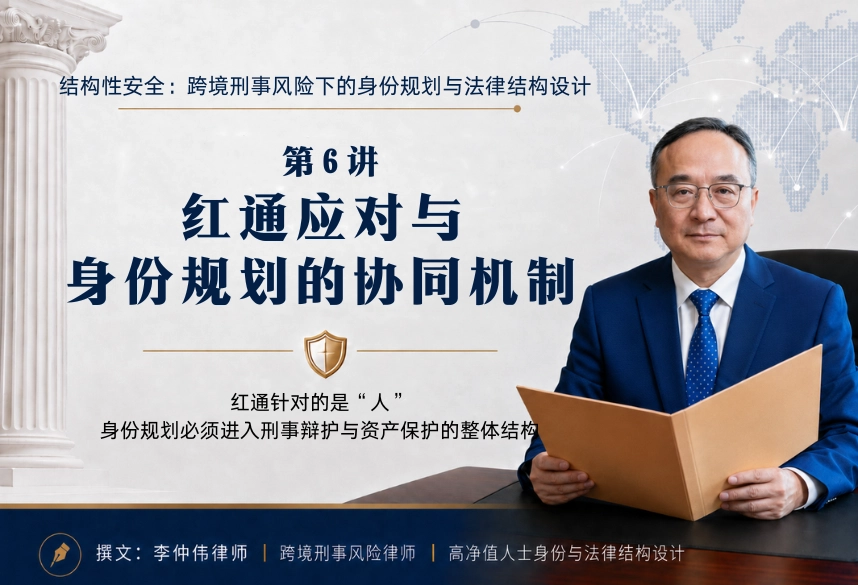 结构性安全：跨境刑事风险下的身份规划与法律结构设计20讲 | 第6讲：红通应对与身份规划的协同机制