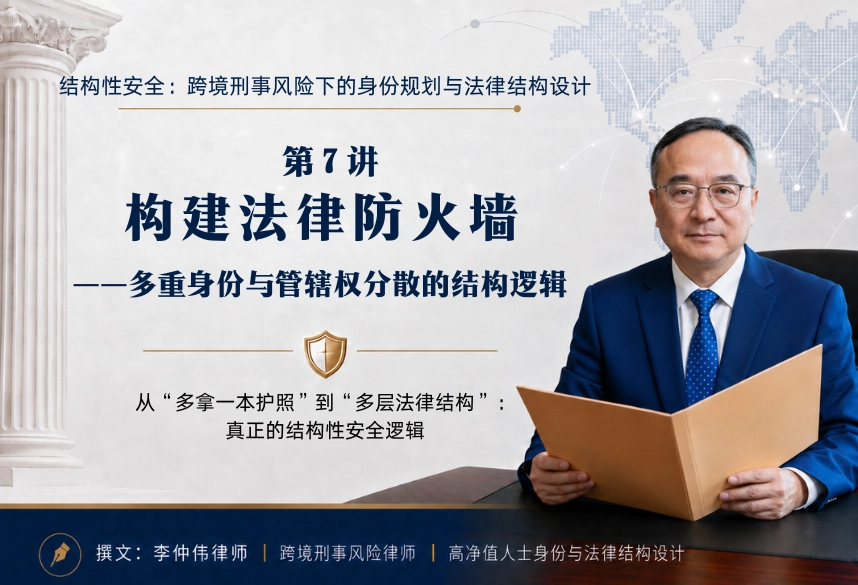结构性安全：跨境刑事风险下的身份规划与法律结构设计20讲 | 第7讲：构建法律防火墙：多重身份与管辖权分散的结构逻辑