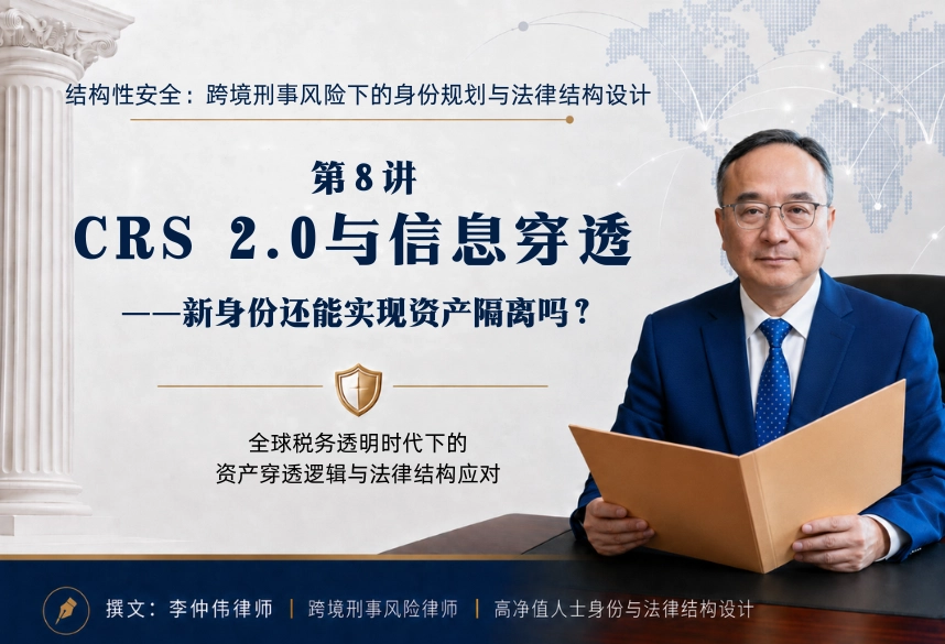 结构性安全：跨境刑事风险下的身份规划与法律结构设计20讲 | 第8讲：CRS 2.0与信息穿透：新身份还能实现资产隔离吗