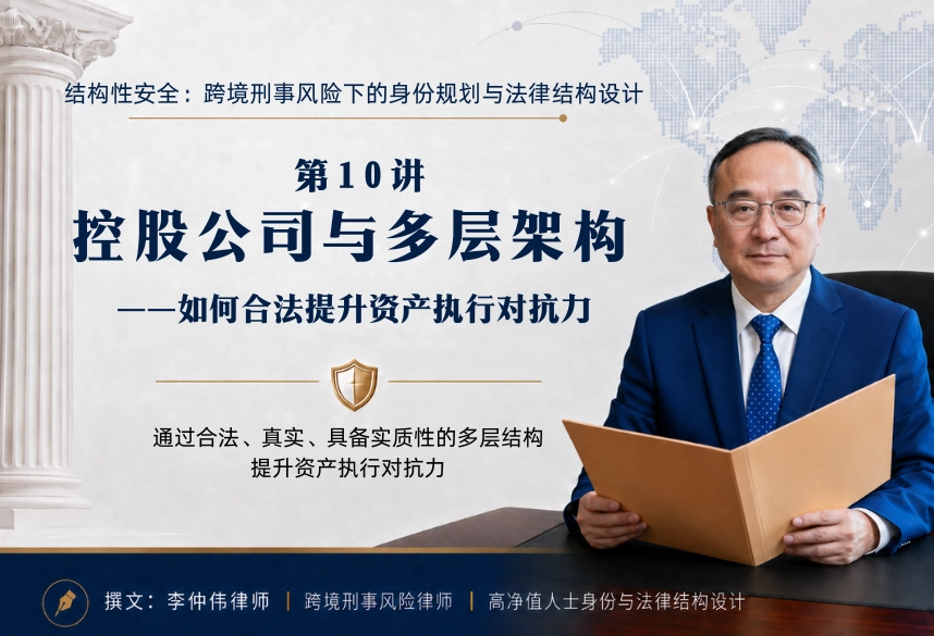 结构性安全：跨境刑事风险下的身份规划与法律结构设计20讲 | 第10讲：控股公司与多层架构：如何合法提升资产执行对抗力