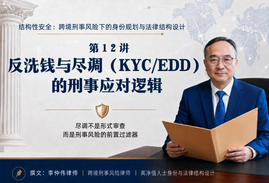 结构性安全：跨境刑事风险下的身份规划与法律结构设计20讲 | 第12讲：反洗钱与尽调（KYC/EDD）的刑事应对逻辑