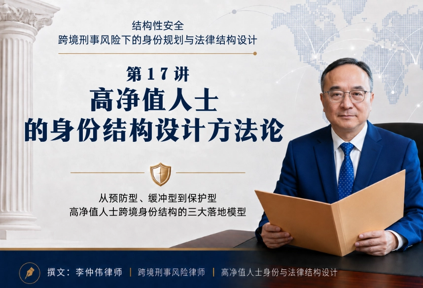 结构性安全：跨境刑事风险下的身份规划与法律结构设计20讲 | 第17讲：高净值人士的身份结构设计方法论