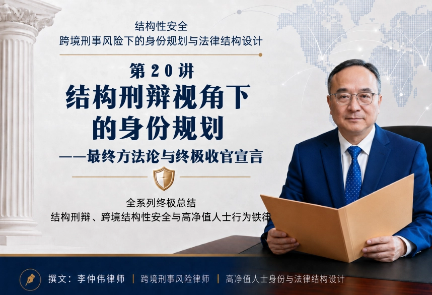 结构性安全：跨境刑事风险下的身份规划与法律结构设计20讲 | 第20讲：结构刑辩视角下的身份规划：最终方法论与终极收官宣