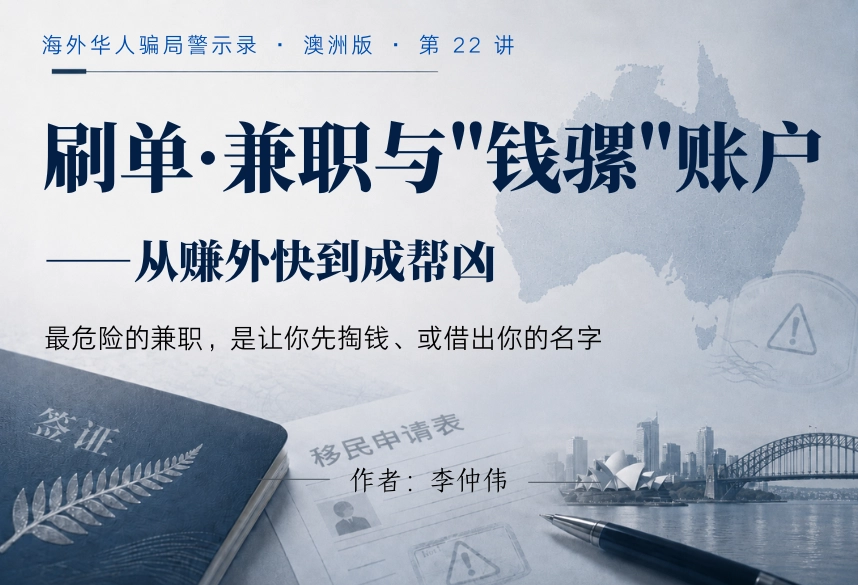 刷单·兼职与"钱骡"账户：从赚外快到成帮凶｜海外华人骗局警示录·澳洲版 第22讲